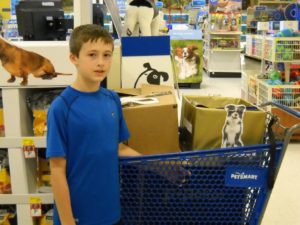 As part of a challenge for a school project, Thomas chose to collect donations and donated items to provide for the feeding and care of our cats and dogs while we work to place them in loving Forever Homes.