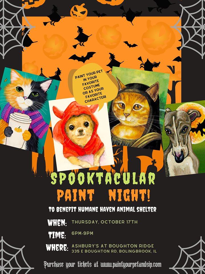 Paint your Pet and Sip flyer for Halloween