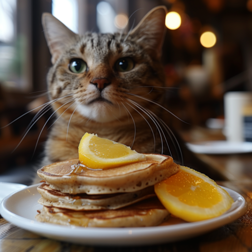 Cat before plate of pancakes by coolartarts223 on DeviantArt